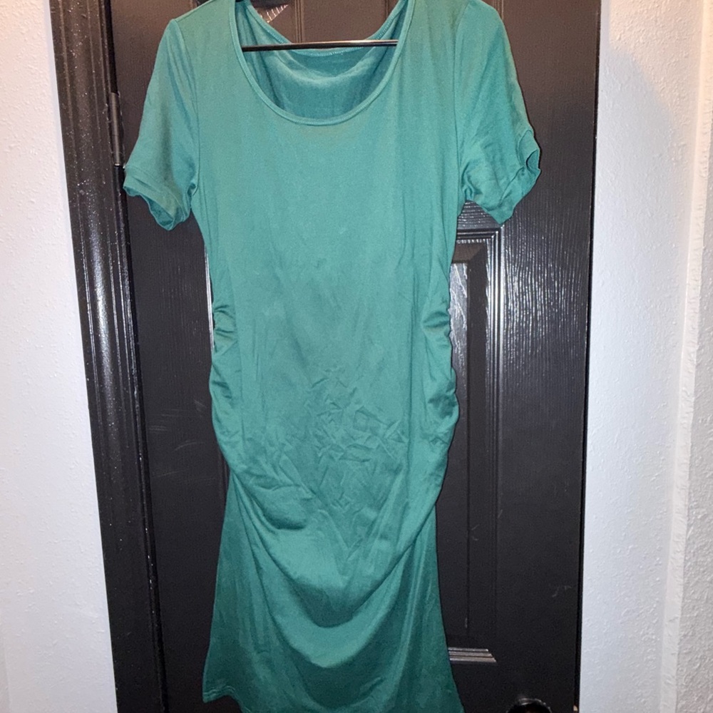 Amazon Green Short Sleeve Midi Dress